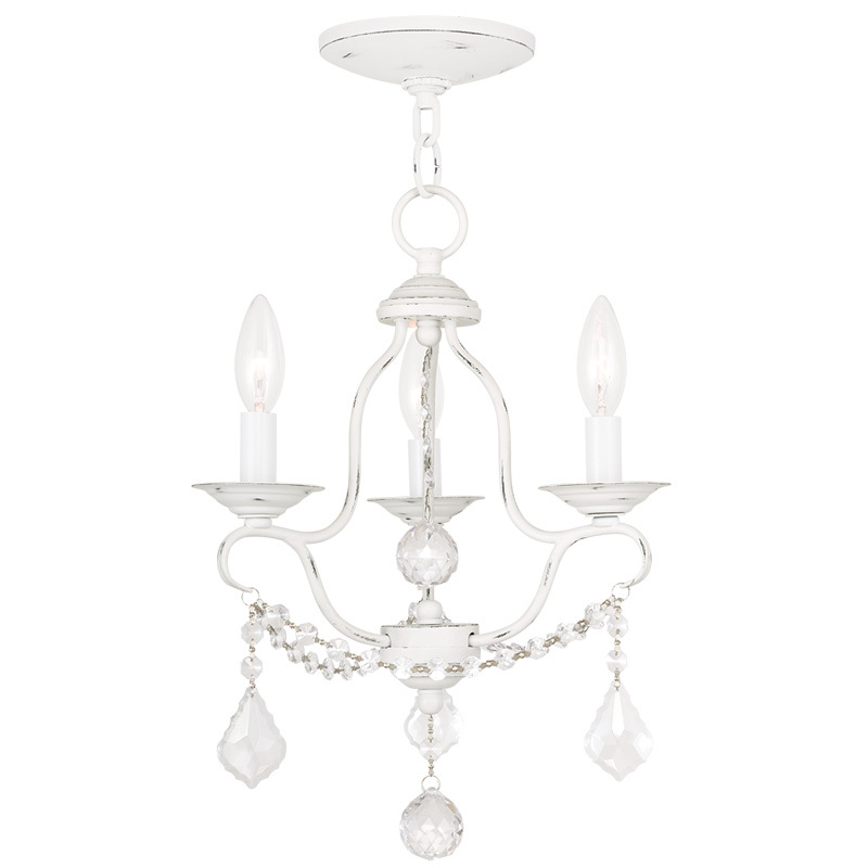 3 Light Antique White Mini Chandelier