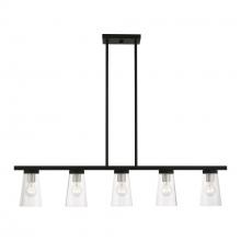 Livex Lighting 46715-04 - 5 Light Black with Brushed Nickel Accents Linear Chandelier