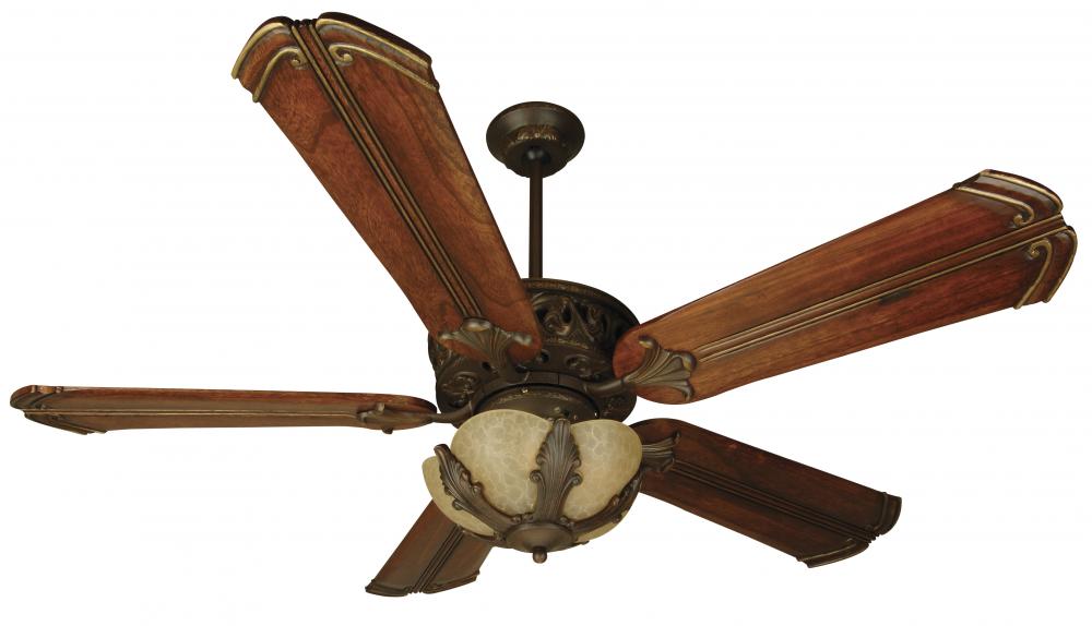 Two Light Ag Aged Bronze Tea Stained Glass Ceiling Fan
