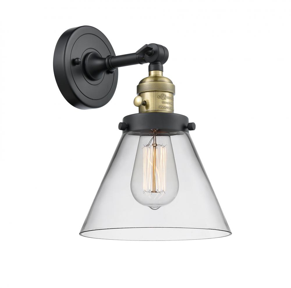 Cone - 1 Light - 8 inch - Black Antique Brass - Adjustable Sconce