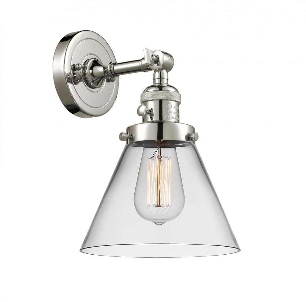 Cone - 1 Light - 8 inch - Polished Nickel - Adjustable Sconce