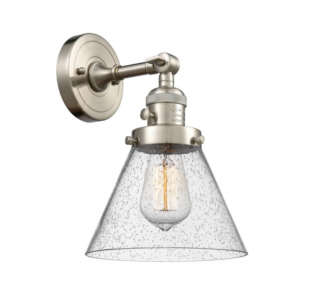 Cone - 1 Light - 8 inch - Brushed Satin Nickel - Adjustable Sconce
