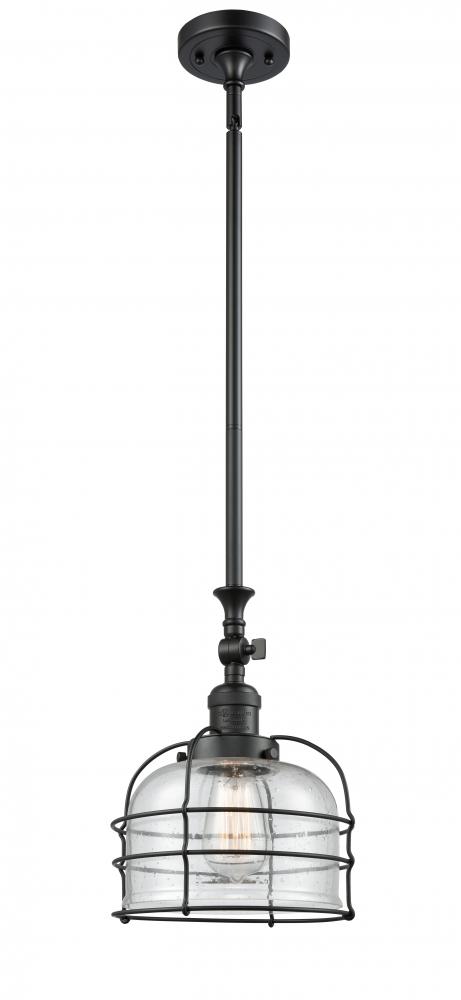 Bell Cage - 1 Light - 9 inch - Matte Black - Stem Hung - Adjustable Mini Pendant