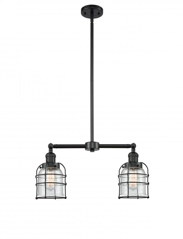 Bell Cage - 2 Light - 21 inch - Matte Black - Stem Hung - Adjustable Island Light