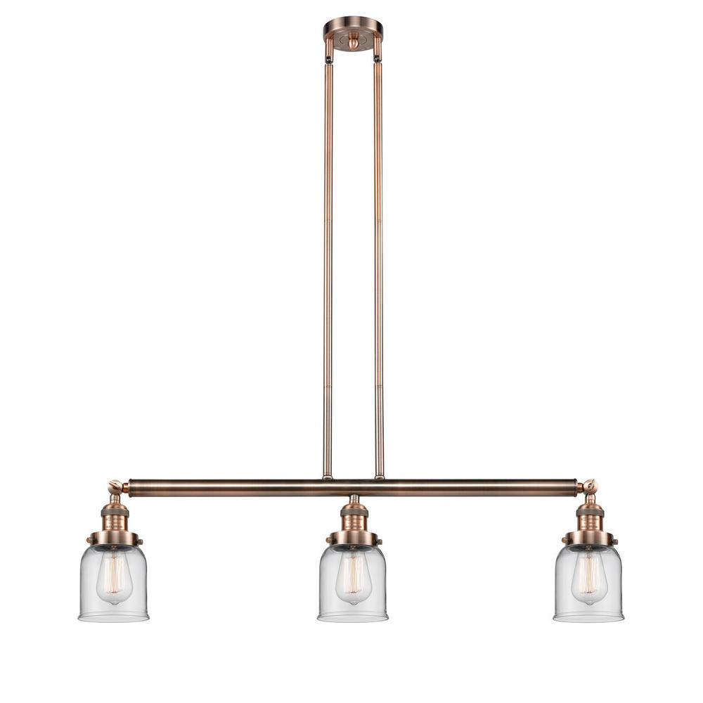 Bell - 3 Light - 38 inch - Antique Copper - Stem Hung - Adjustable Island Light