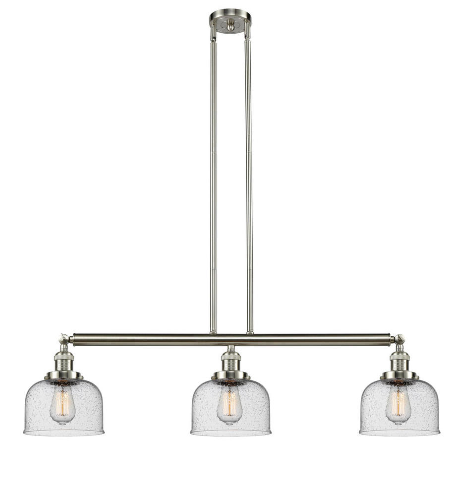 Bell - 3 Light - 41 inch - Brushed Satin Nickel - Stem Hung - Adjustable Island Light