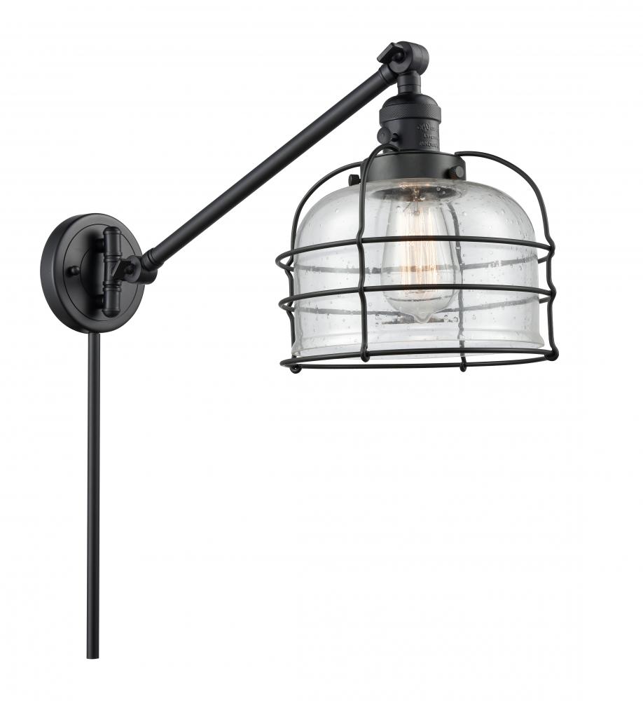 Bell Cage - 1 Light - 8 inch - Matte Black -Adjustable Swing Arm