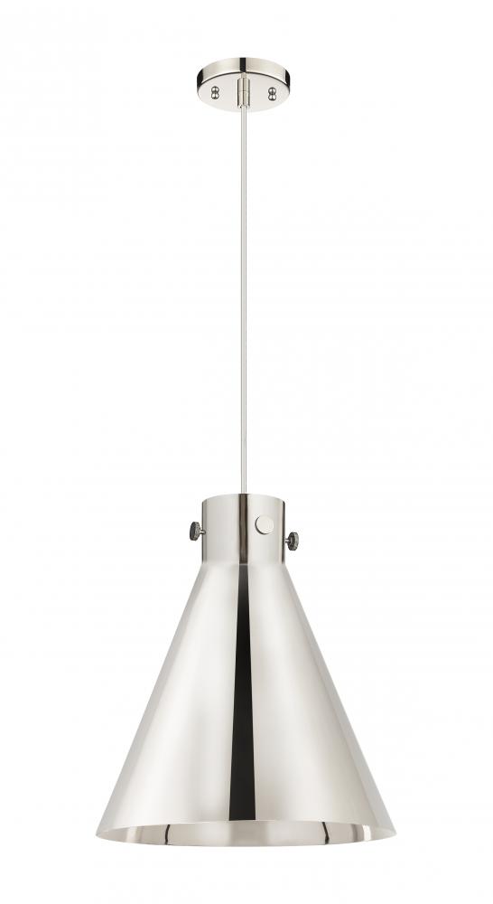 Newton Cone - 1 Light - 14 inch - Polished Nickel - Cord hung - Pendant