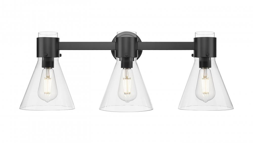 Lawton Cone - 3 Light - 27 inch - Matte Black - Bath Vanity Light