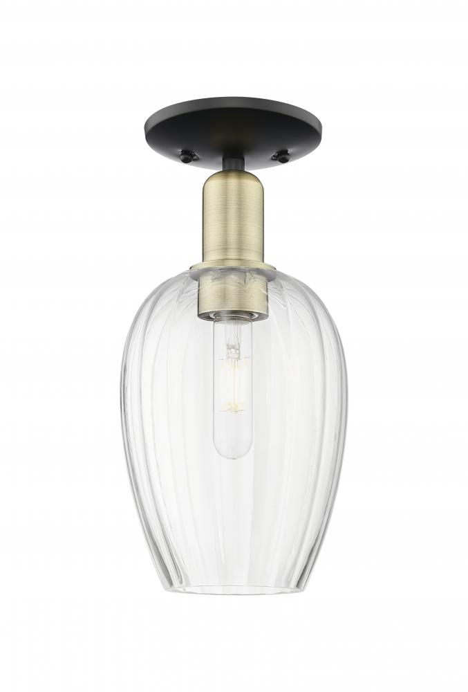 Preston - 1 Light - 6 inch - Black Antique Brass - Semi-Flush Mount