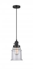 Innovations Lighting 201CSW-BK-G184 - Canton - 1 Light - 6 inch - Matte Black - Cord hung - Mini Pendant
