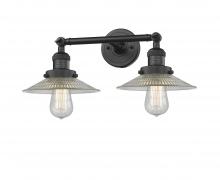 Innovations Lighting 208-BK-G2-LED - Halophane - 2 Light - 18 inch - Matte Black - Adjustable Bath Vanity Light
