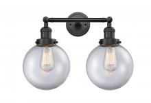 Innovations Lighting 208-BK-G202-8-LED - Beacon - 2 Light - 19 inch - Matte Black - Adjustable Bath Vanity Light