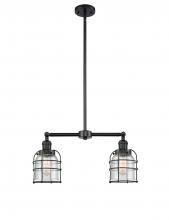 Innovations Lighting 209-BK-G54-CE-LED - Bell Cage - 2 Light - 21 inch - Matte Black - Stem Hung - Adjustable Island Light