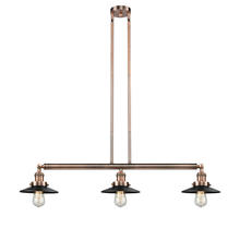 Innovations Lighting 213-AC-M6BK-LED - Railroad - 3 Light - 41 inch - Antique Copper - Stem Hung - Adjustable Island Light