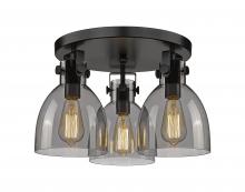 Innovations Lighting 411-3F-BK-G412-7SM - Newton Bell - 3 Light - 18 inch - Matte Black - Flush Mount