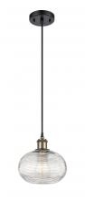 Innovations Lighting 516-1P-BAB-G555-8CL - Ithaca - 1 Light - 8 inch - Black Antique Brass - Cord hung - Mini Pendant