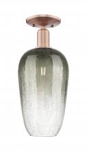 Innovations Lighting 716-1C-AC-G484-7SL - Brookhaven Flute - 1 Light - 6 inch - Antique Copper - Semi-Flush Mount