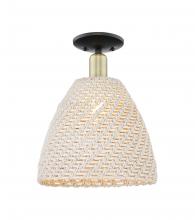 Innovations Lighting 716-1C-BAB-NBD-12-NAT - Bristol Natural - 1 Light - 6 inch - Black Antique Brass - Semi-Flush Mount